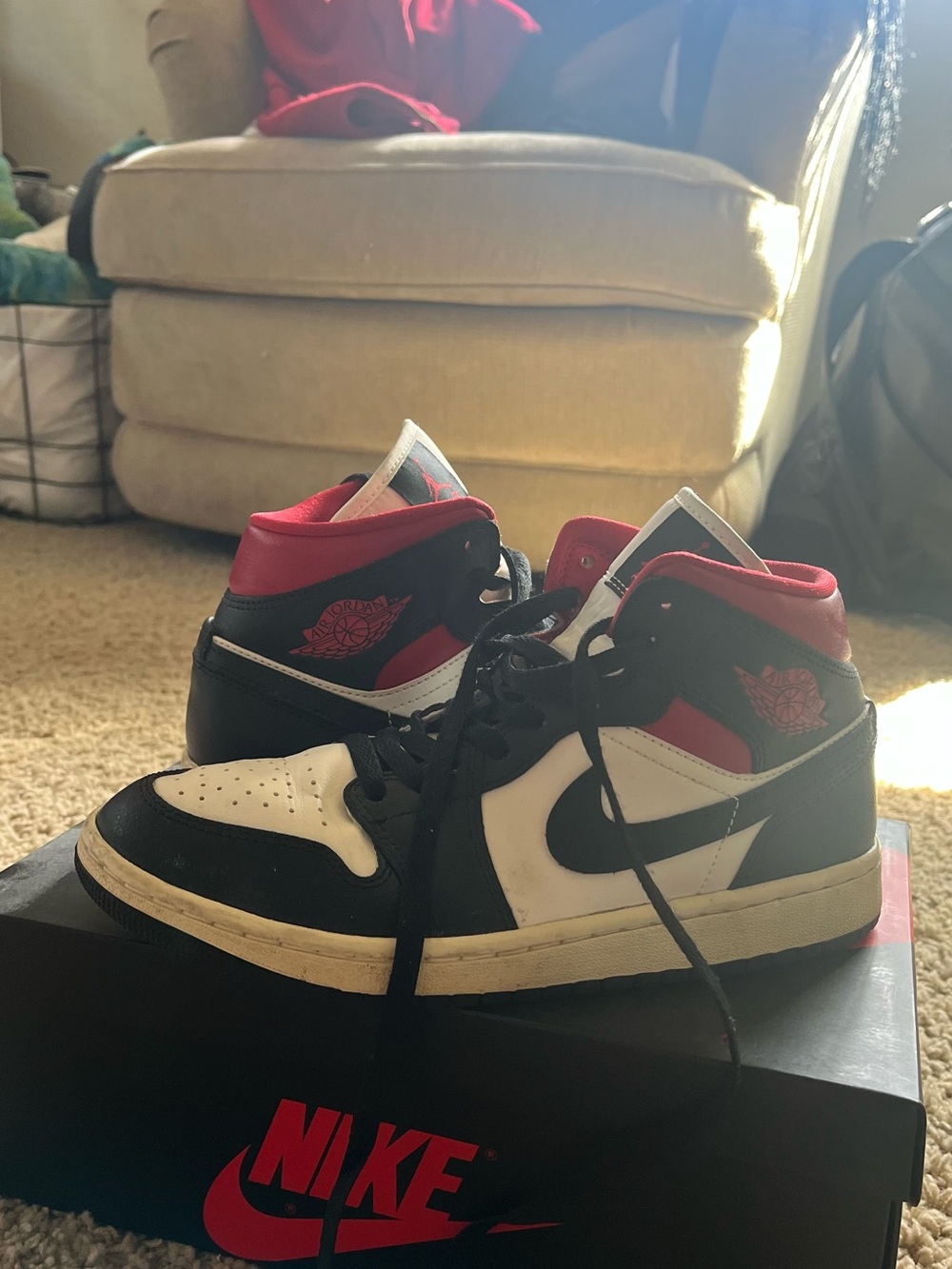 Air Jordan 1 Mid Black/Gym Red/Sail